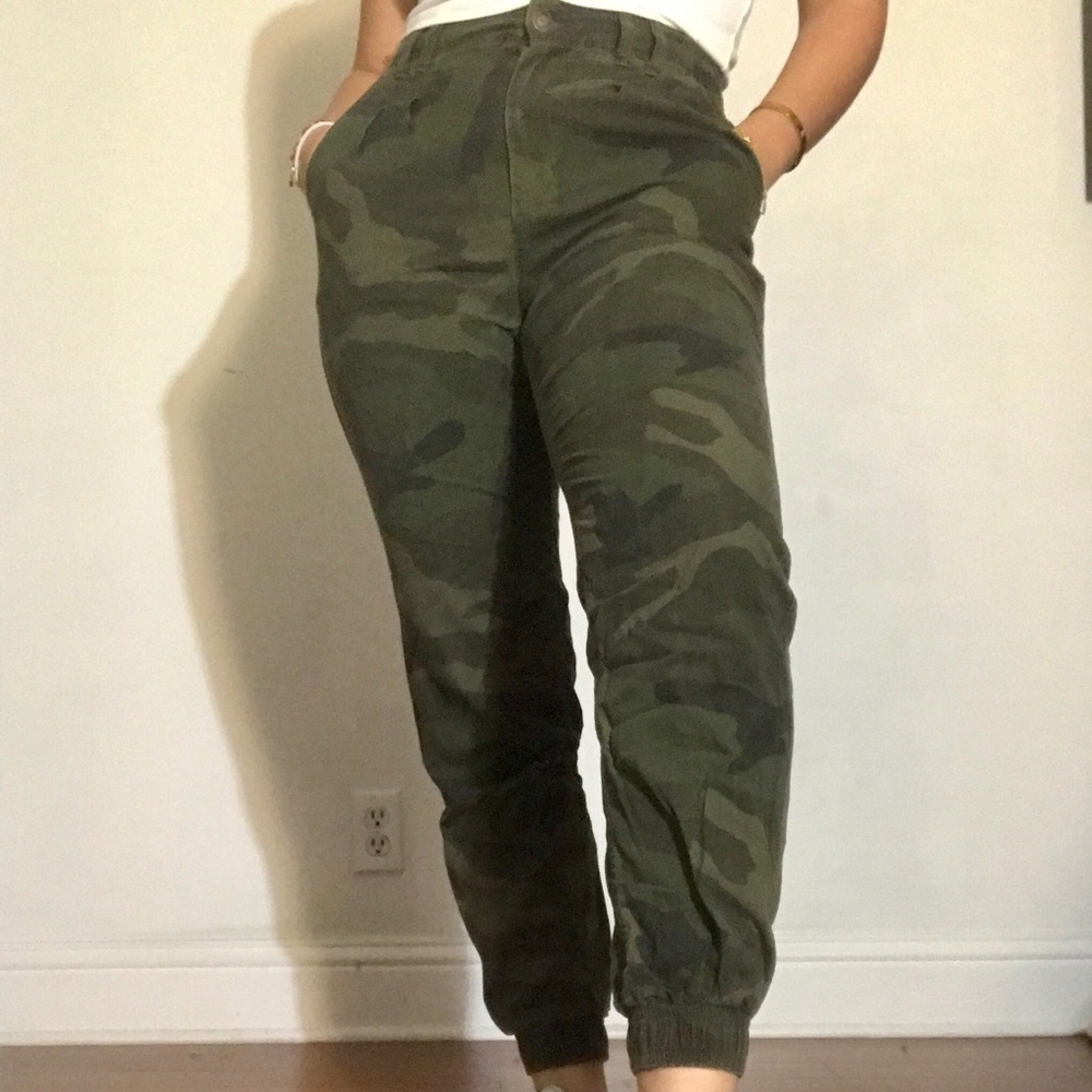 Ultra high rise camouflage joggers